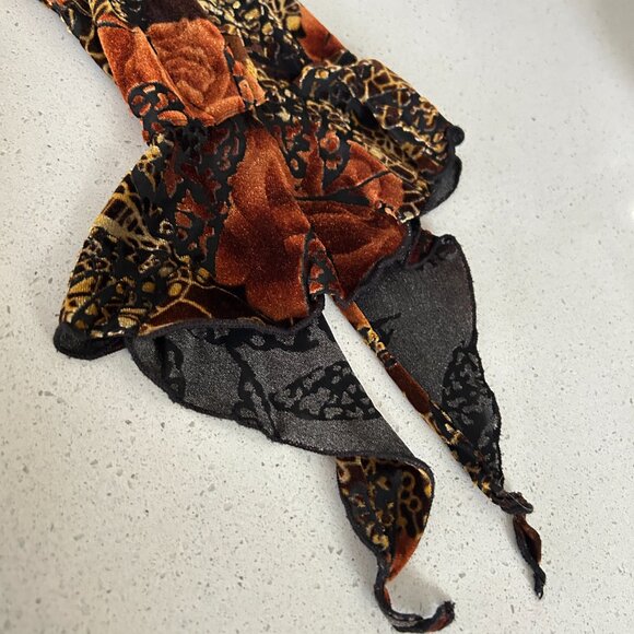 Vintage Velvet Burnout Top Fairy Handkerchief Sleeves Clientele Sz M Witchy Fall - Picture 6 of 8